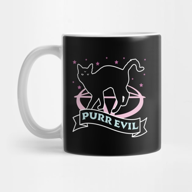 Purr Evil Cat - Pastel Goth Halloween Black Cat Lover by OrangeMonkeyArt